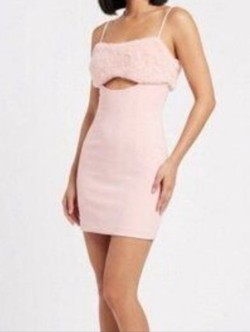 Naked Wardrobe Pink Faux Fur Trim Mini Dress Sz S New